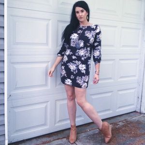 Old Navy Grey & Lilac Floral Shift Dress Sz Sm Tall